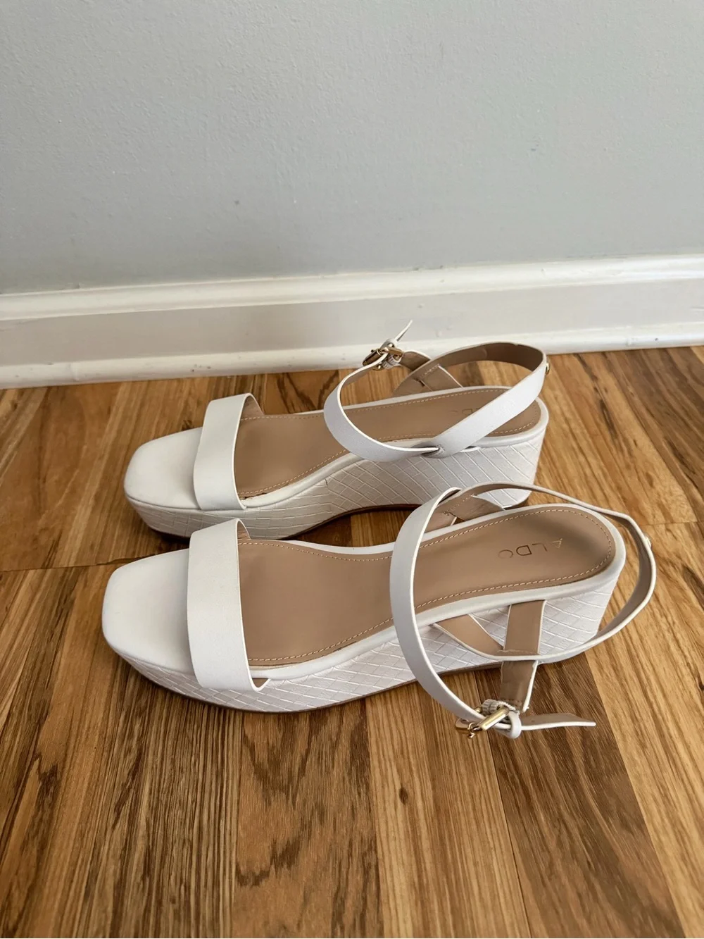 Aldo White Women's Platform Sandals with Ankle Strap